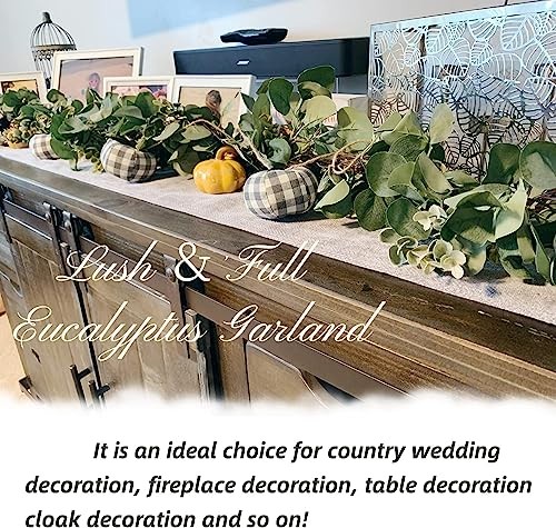 Eucalyptus Garland Total 13.1 Ft Lush Silver Dollar Leaves 2 Pack Green