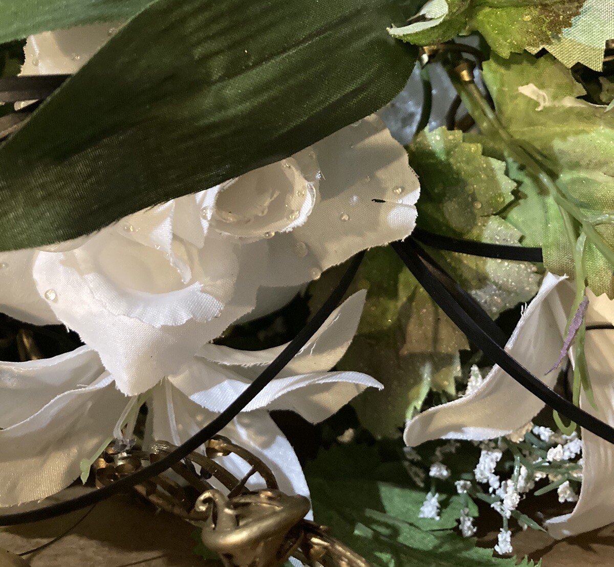 Nearly Natural Floral Wreath 18×18 Mix Of Lillie’s, Ferns , Add Your Own – New