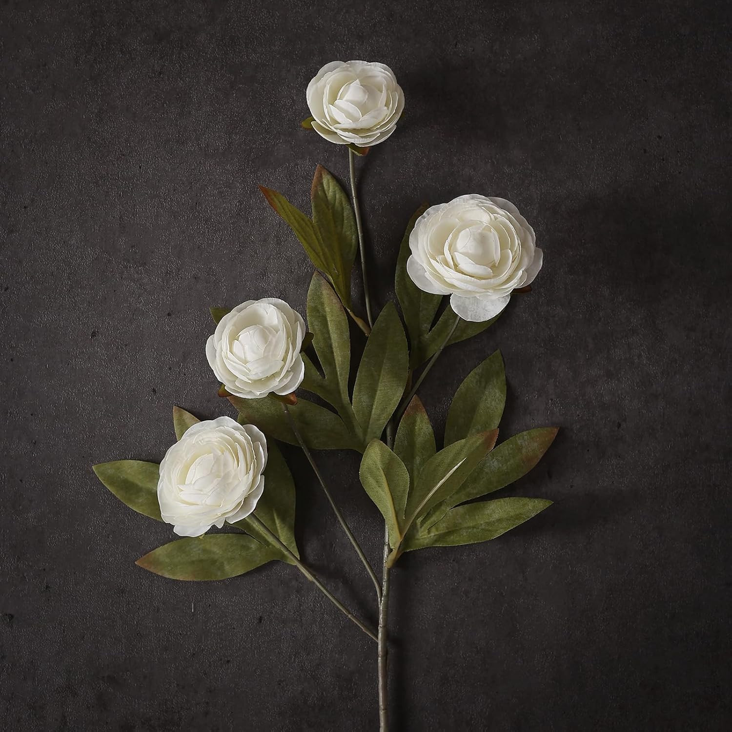6 PCS Realistic Cream Ranunculus Stems for Home Decor & Centerpieces