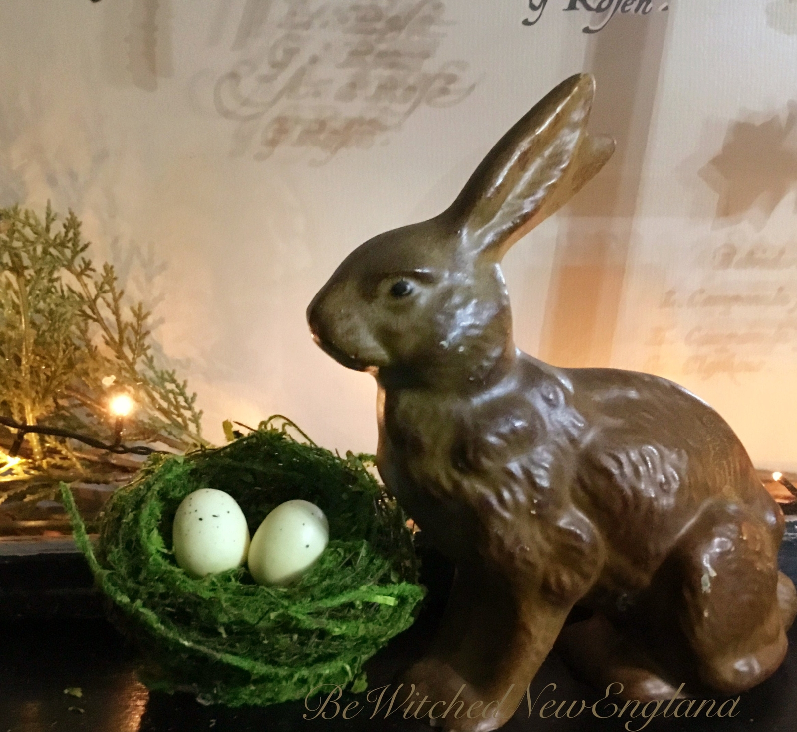 3 1/2” Mossy Spring Birds Nest Creamy Yellow Spotted Faux Eggs