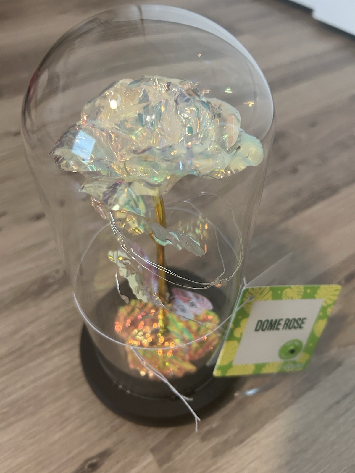 Forever Rose With Butterfly Light Up in Glass Dome Artificial Flower Gift