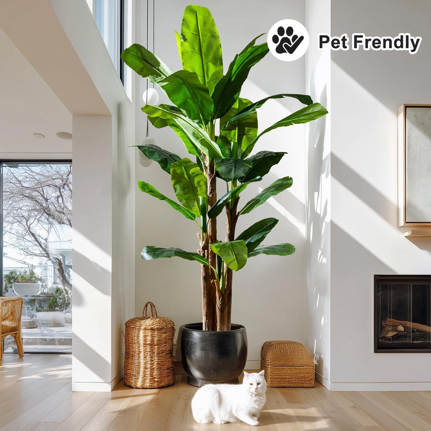 9FT Artificial Banana Tree Tall Fake Banana Leaf Plant Faux Banana Silk Tree Fau
