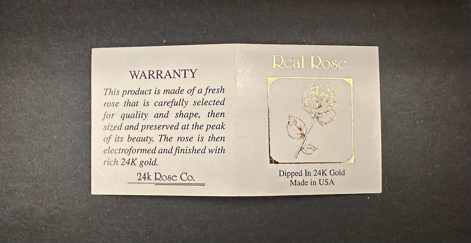 24k Rose Co. Gold Dipped Electroformed Real Rose Made In USA w/Box & Warranty