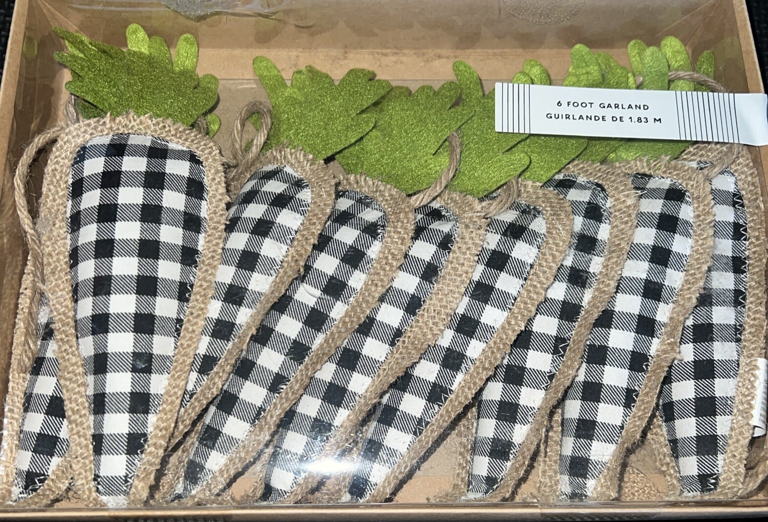 Black & White Check Print Carrots 6 Foot Garland New Wreath Vase Fliter Spring