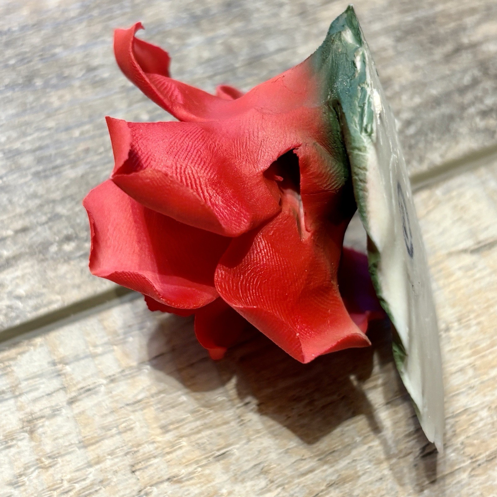 Capodimonte Italy Red Fine Porcelain Rose Flower Current Day backstamp