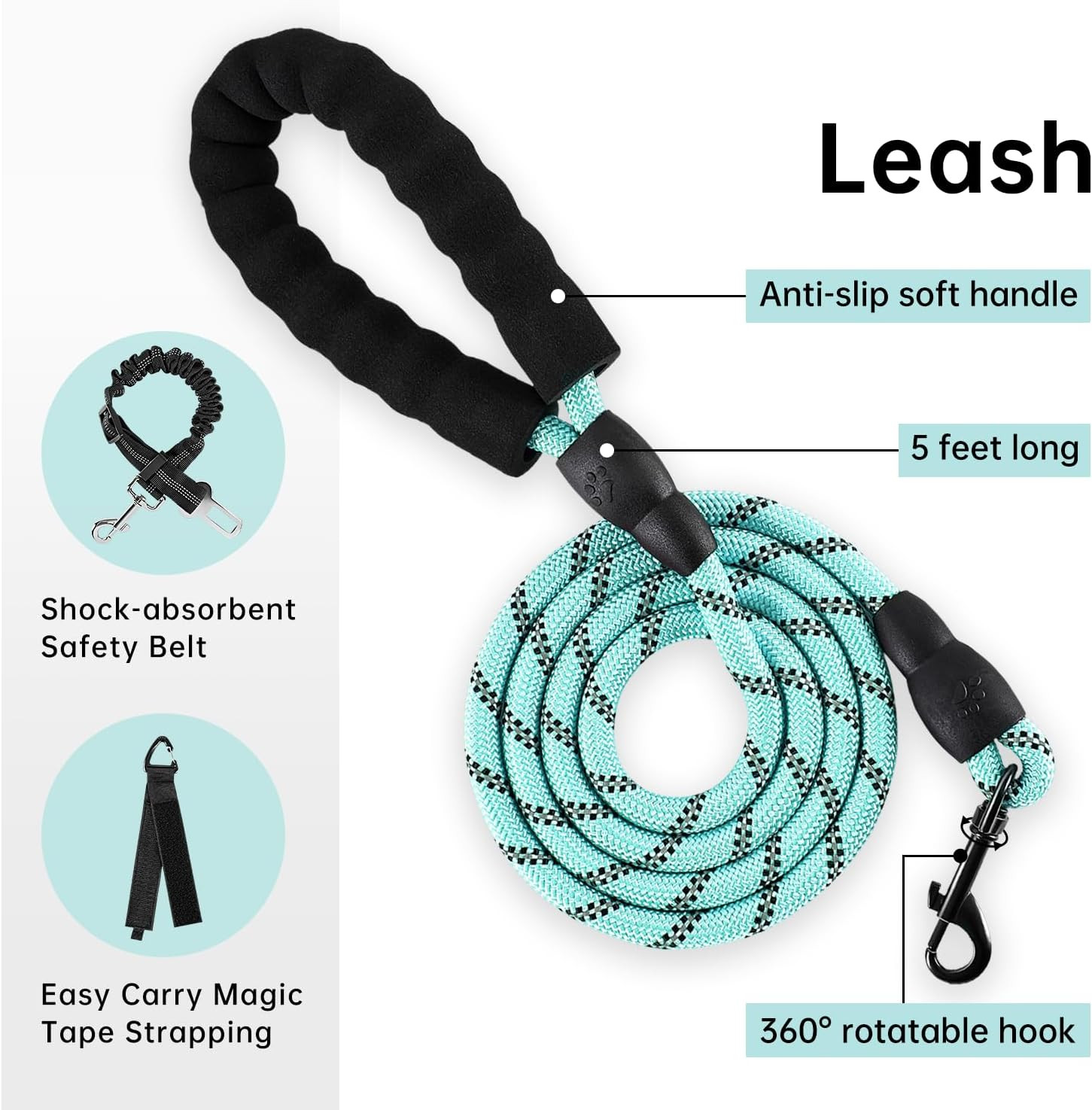 No Pull Dog Harness with Leash Set, Reflective No Choke Pet Vest,Adjustable Oxfo