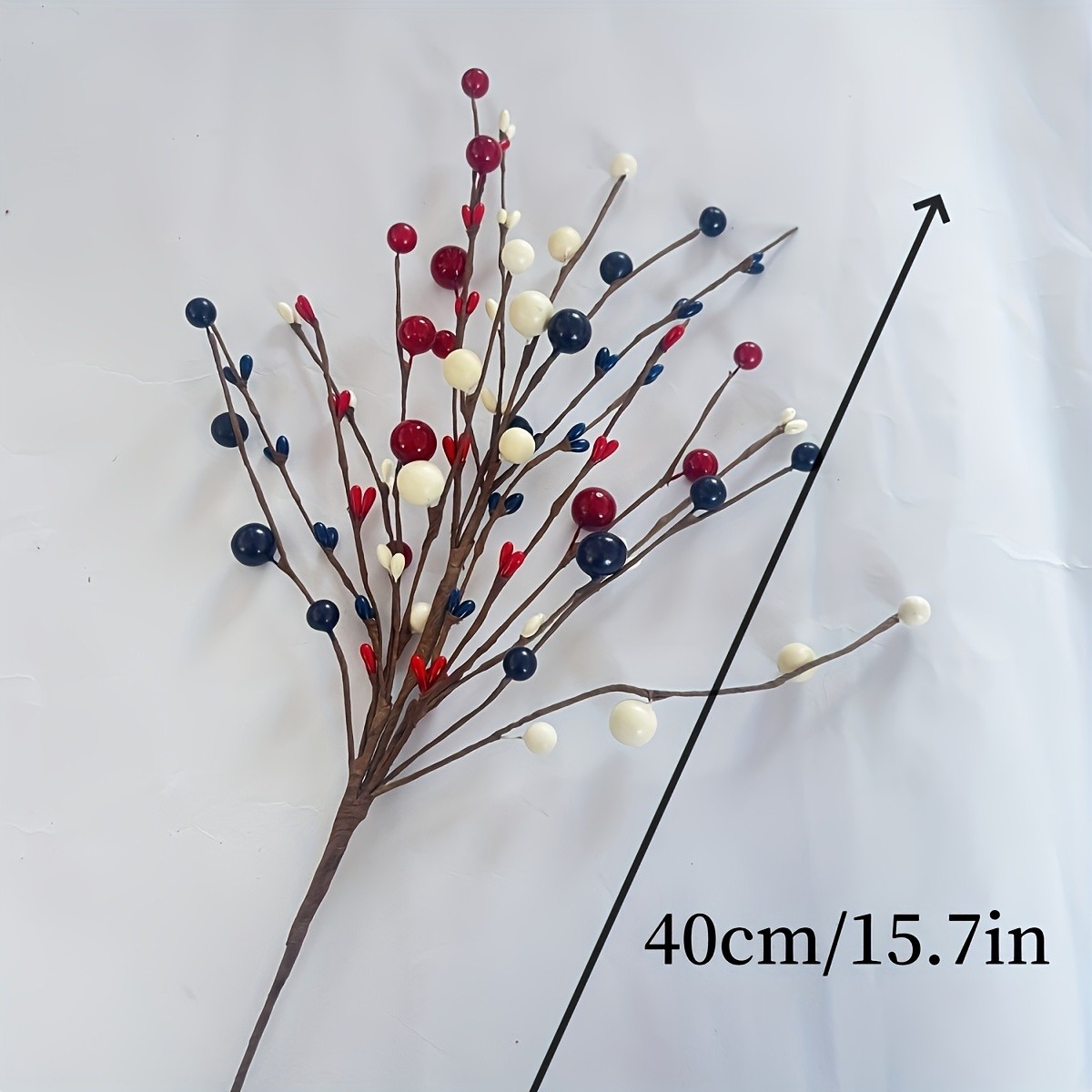 5P Red White Blue Berry Stems Patriotic Artificial Branches for Independence Day