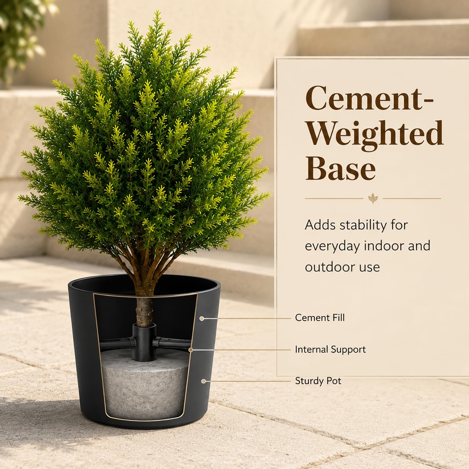 Set of 2 Artificial Topiary Trees, 19.5″ Tall with Pot