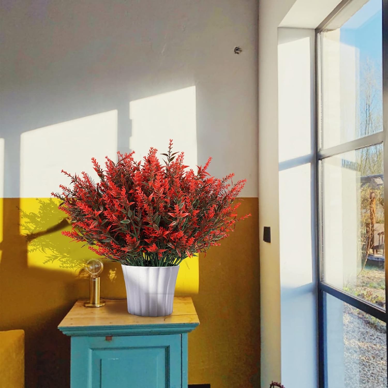 Vibrant Orange Artificial Lavender – 12 UV Resistant Bundles for Every Occasion
