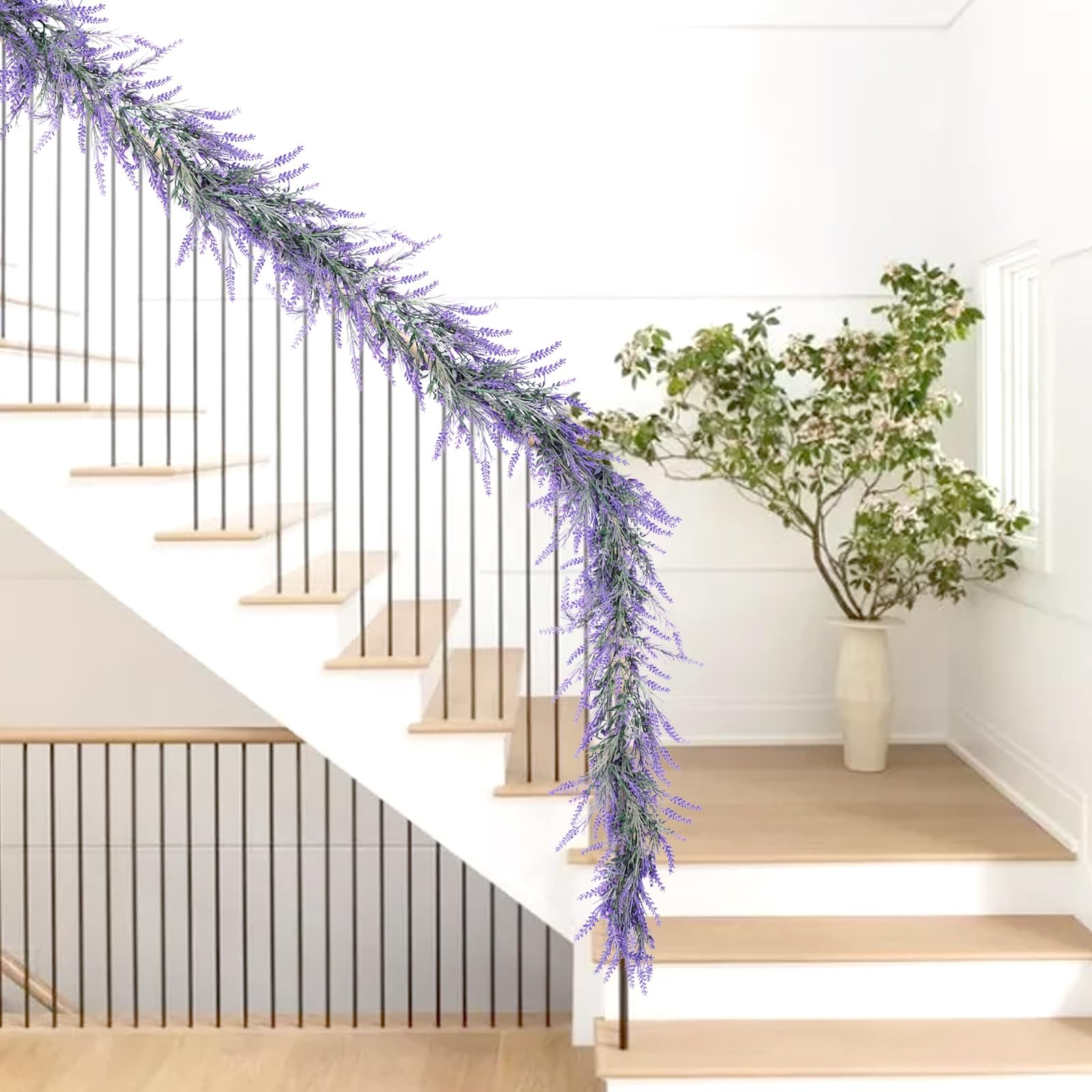 Spring Summer Lavender Garland, 6Ft Purple Lavender Artificial Garland, All Y…