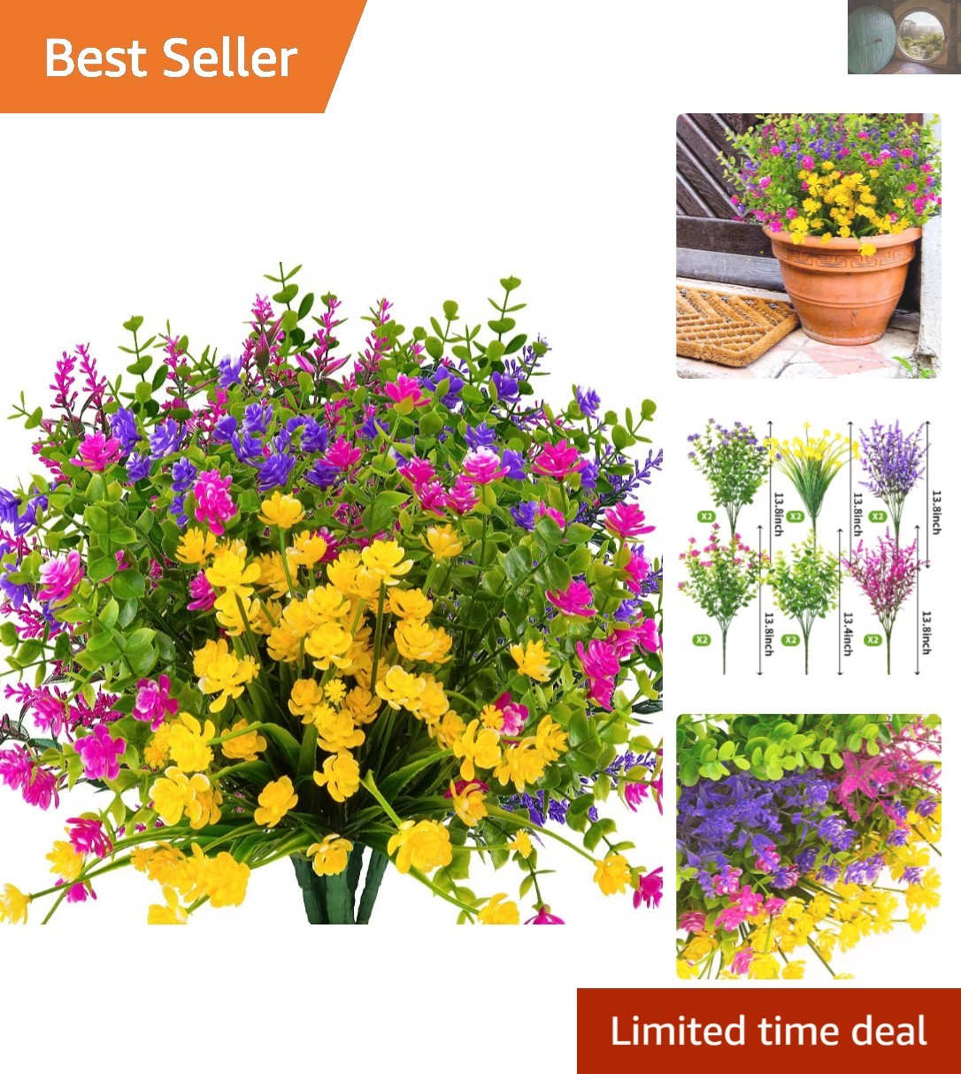 Luxury 12-Bundle UV Resistant Faux Boxwood & Daffodil Flowers for Outdoors