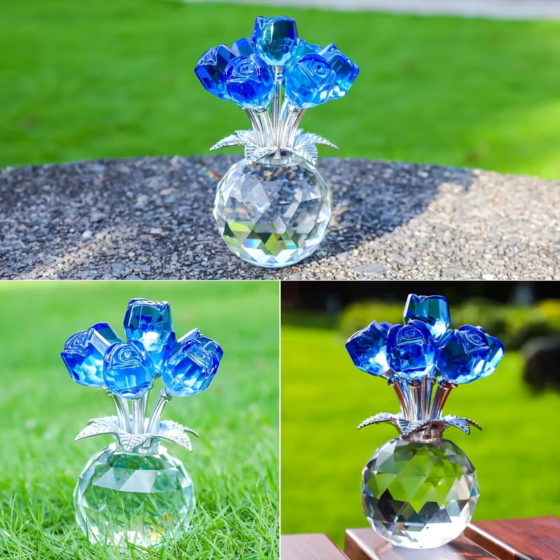 Eternal Crystal Rose Gift Artificial Glass Rose Bouquet Valentine Anniversary