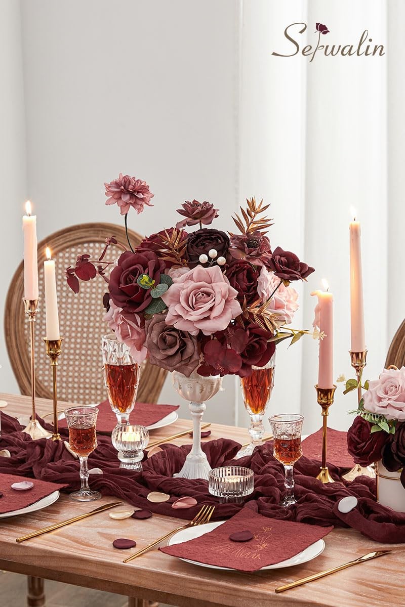 Artificial Flowers Wedding Flowers, Fake Burgundy Flowers Pink Bridal Shower …
