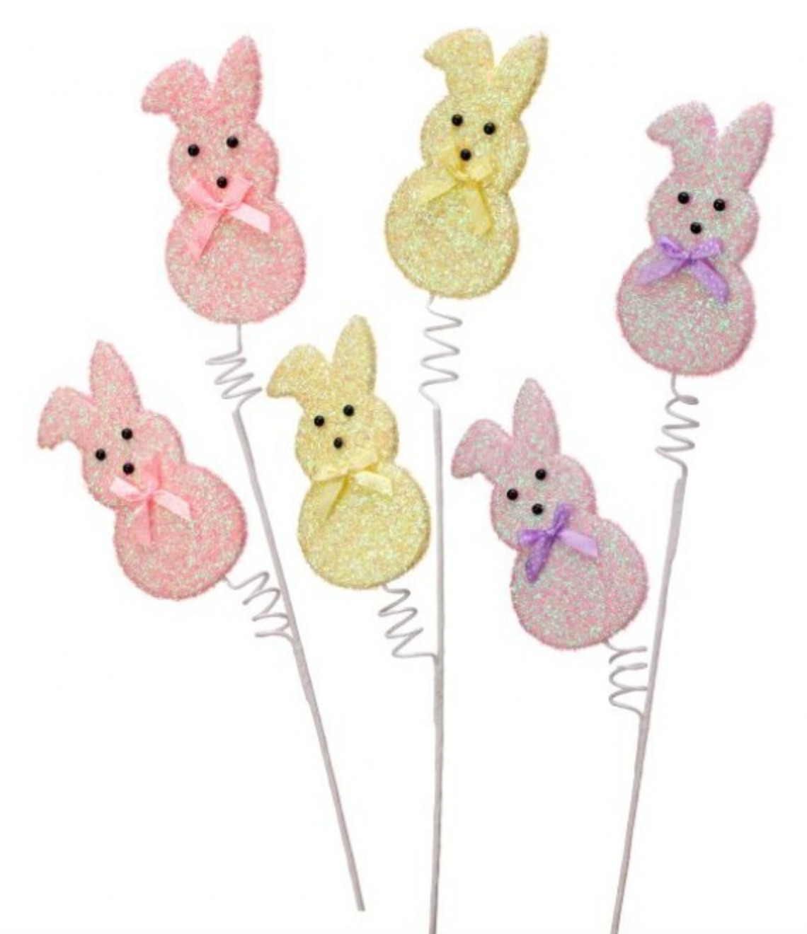 Sugared Bunny Peeps Spray Set of 3 Picks 27 Inch Easter Decor Spring Decor Craft