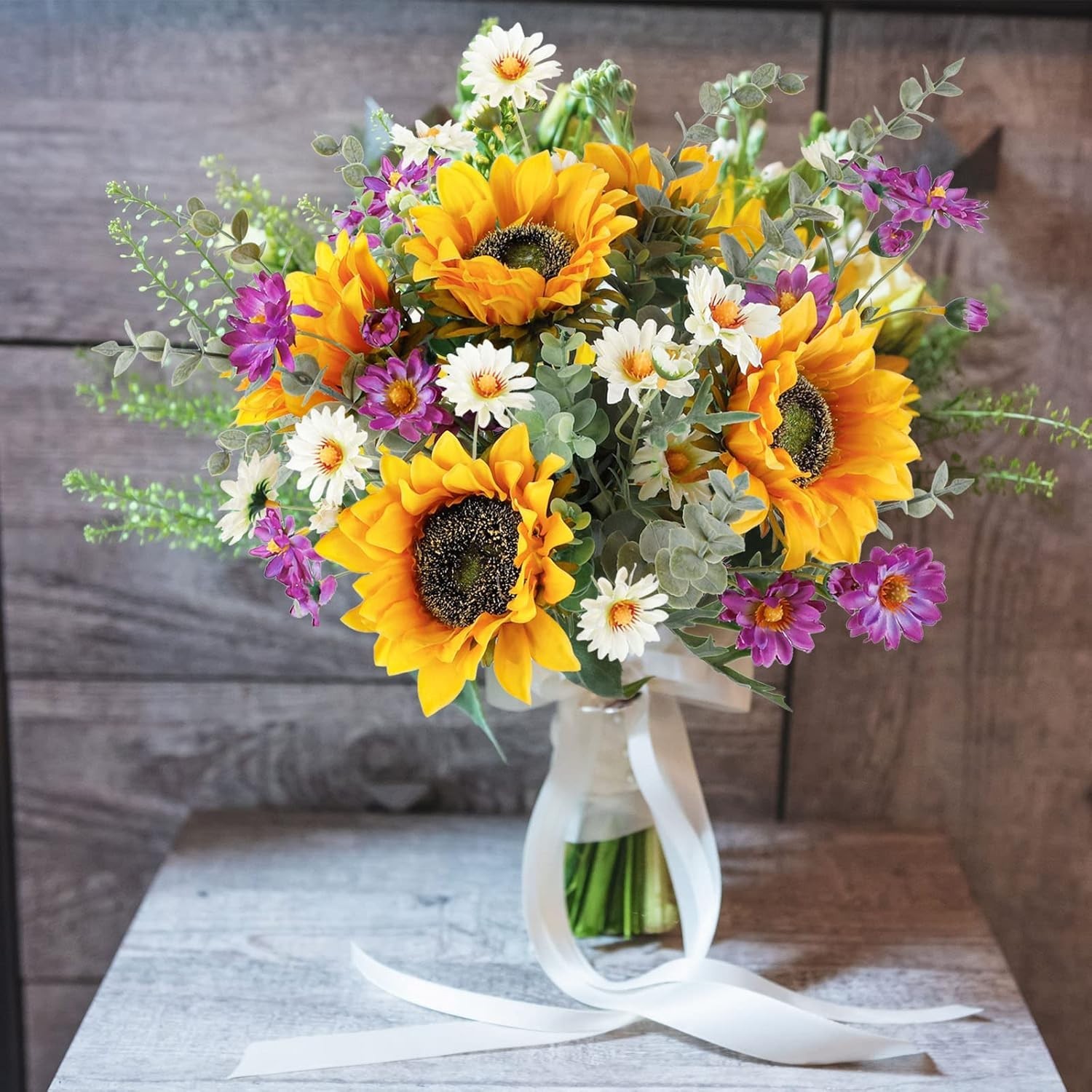 Maintenance-Free Artificial Sunflower Floral Arrangement for Grave Wedding Decor