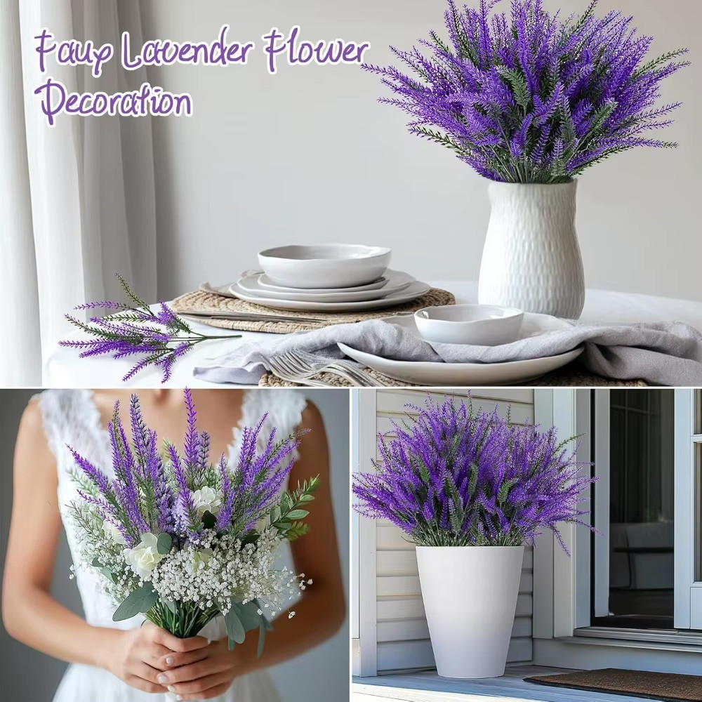 5/10pcs Artificial Lavender Flower Heads DIY Fake Flowers Bouquet Table Display