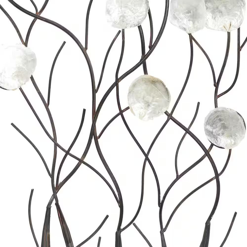24 In. X 36 In. Capiz Shell White Floral Wall Decor with Capiz Accents