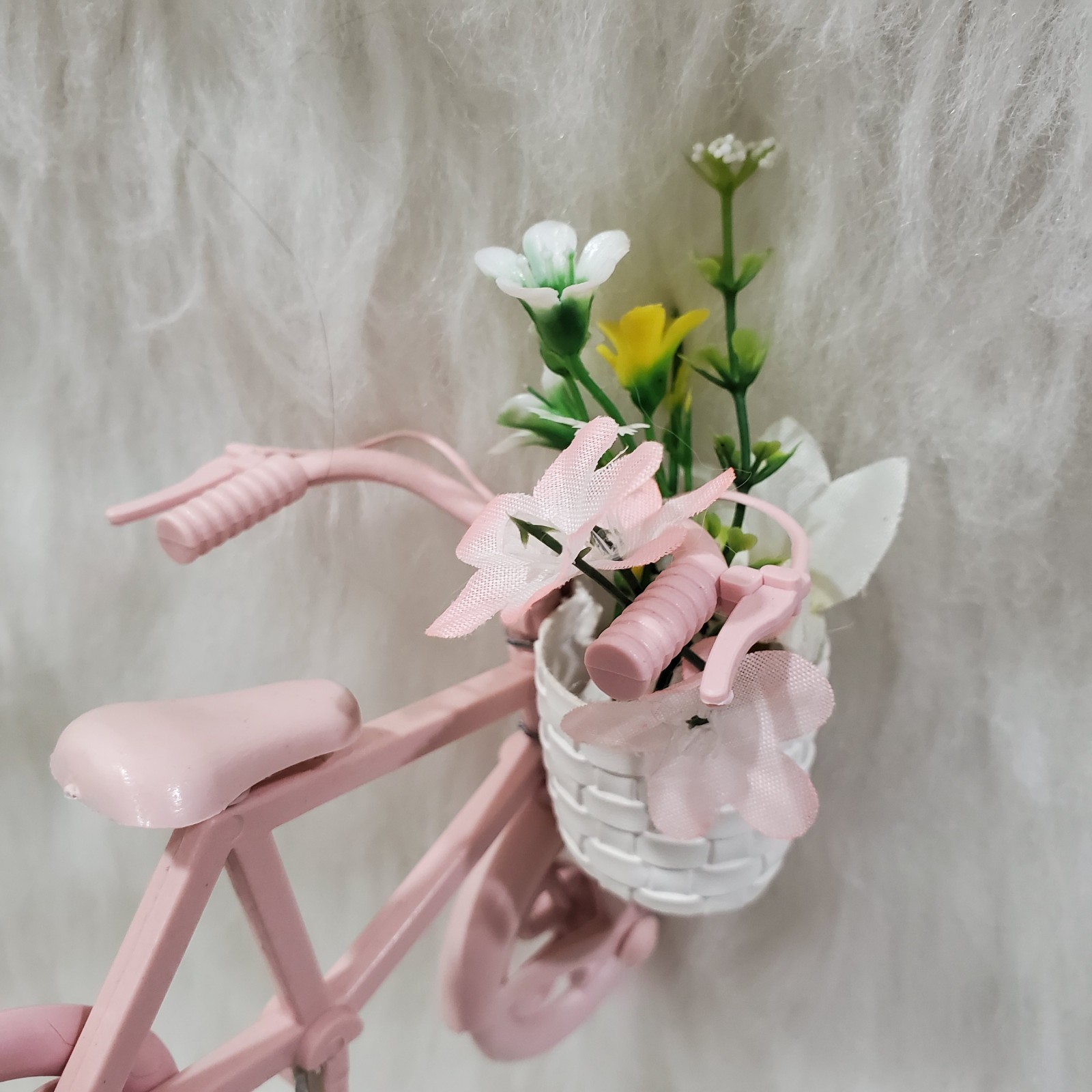 Flower Basket Pink Bicycle Spring Picks Artificial Spring Decor Projects