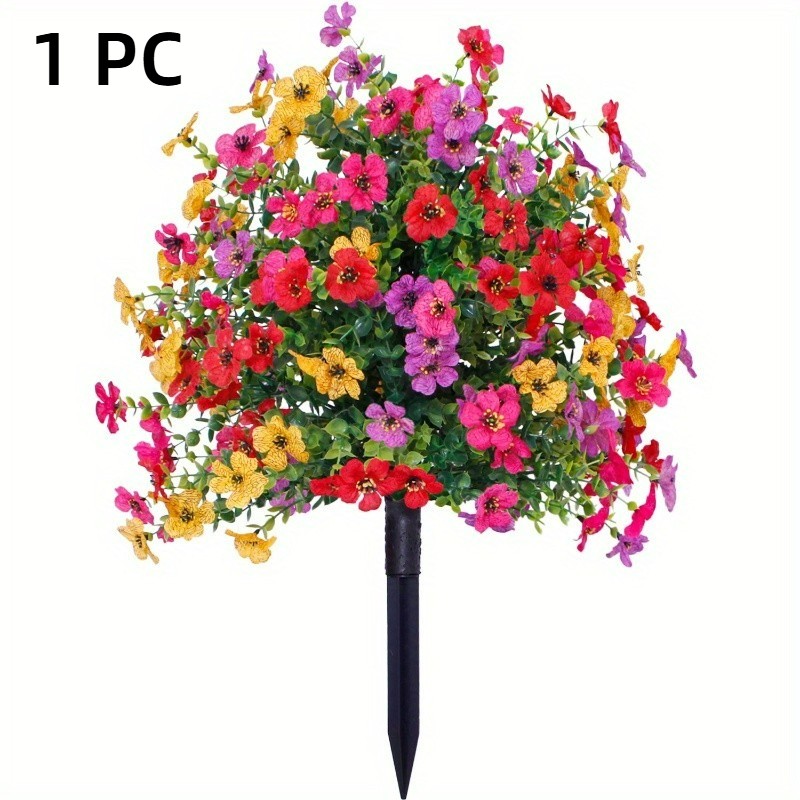 Artificial Violet Flowers with Ground Spike Fake Plants Garden Patio Yard Decor