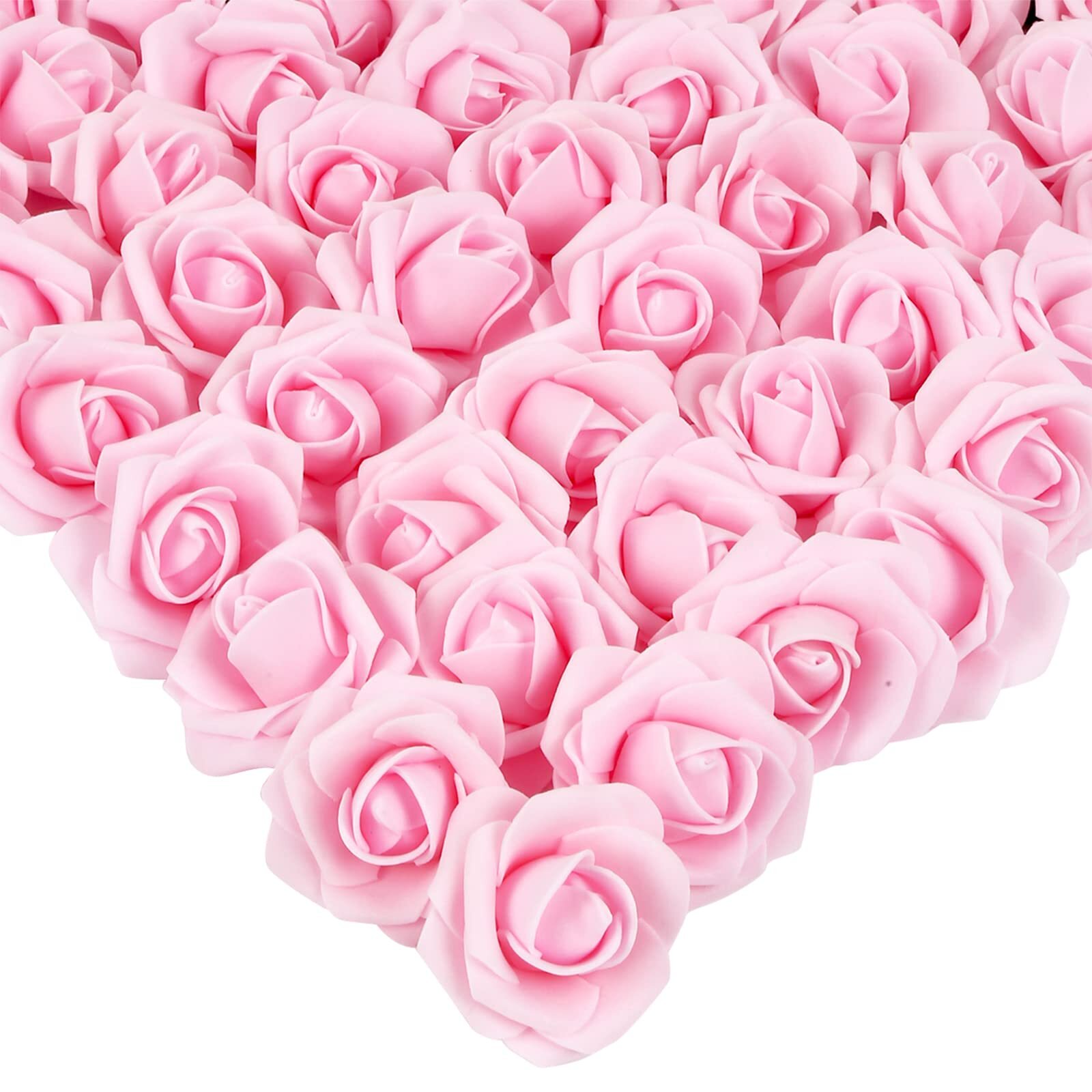 200Pcs Light Pink Artificial Rose Flower Heads 1.97in Foam Roses Stemless Flo…