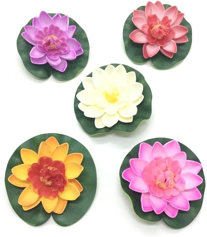 Floating Water Lily Decoration – 5 Artificial Lotus Flowers for Elegant Spaces