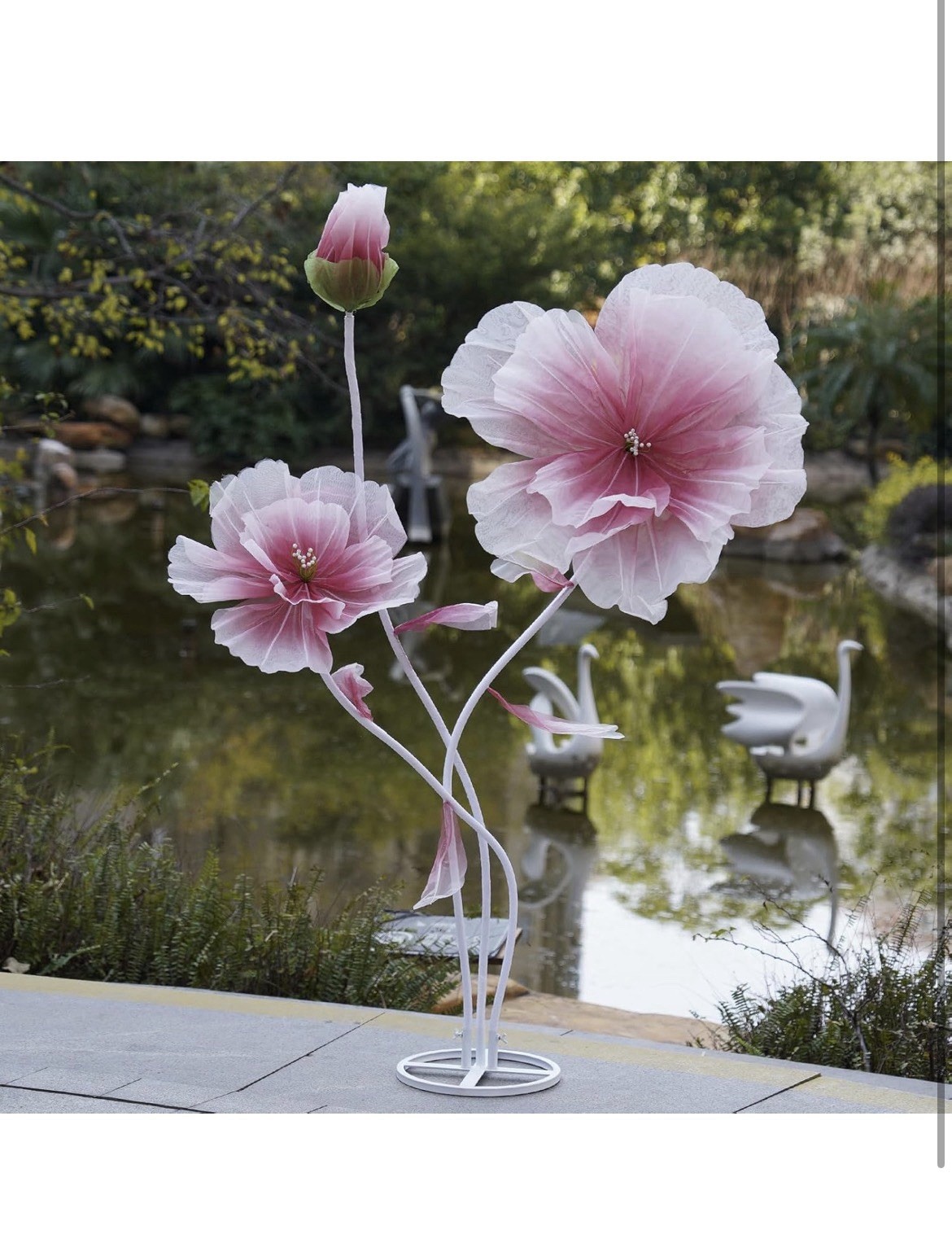 Giant Flowers Decoration W/ Stand Floor Standing Oversized Large Organza Flowers