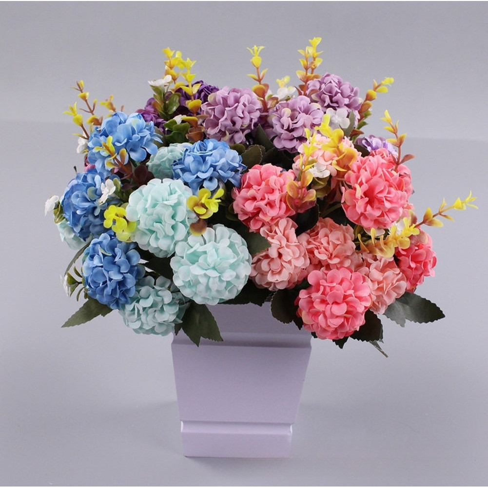 10 Head Artificial Silk Flowers Bouquet for Wedding Home Decor