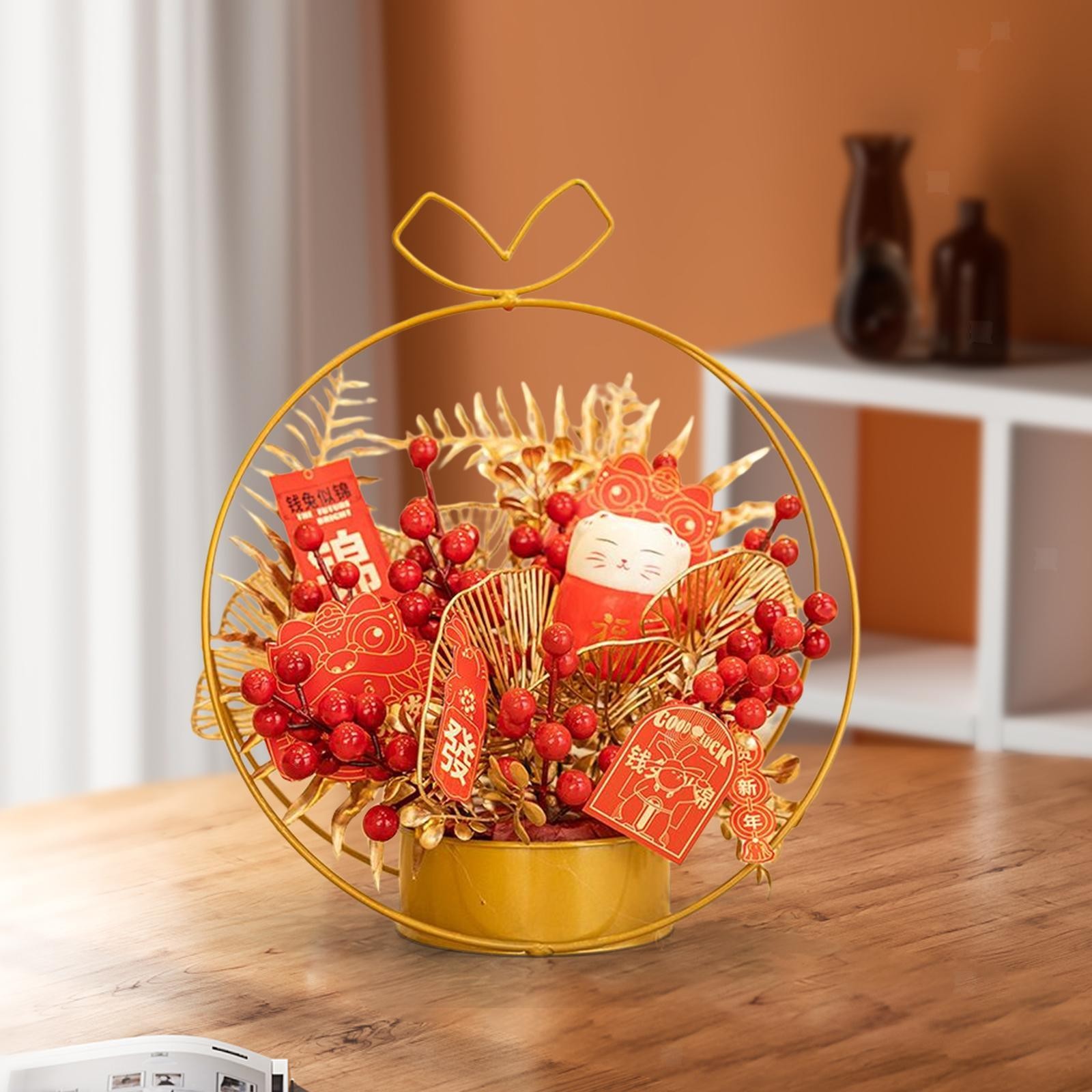 Chinese Flower Iron Basket Spring Festival Decoration Accessories Wedding Party