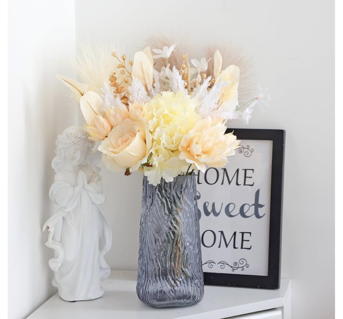 Artificial Champagne Floral Set for Wedding Bouquet, Table Centerpiece (T-15)