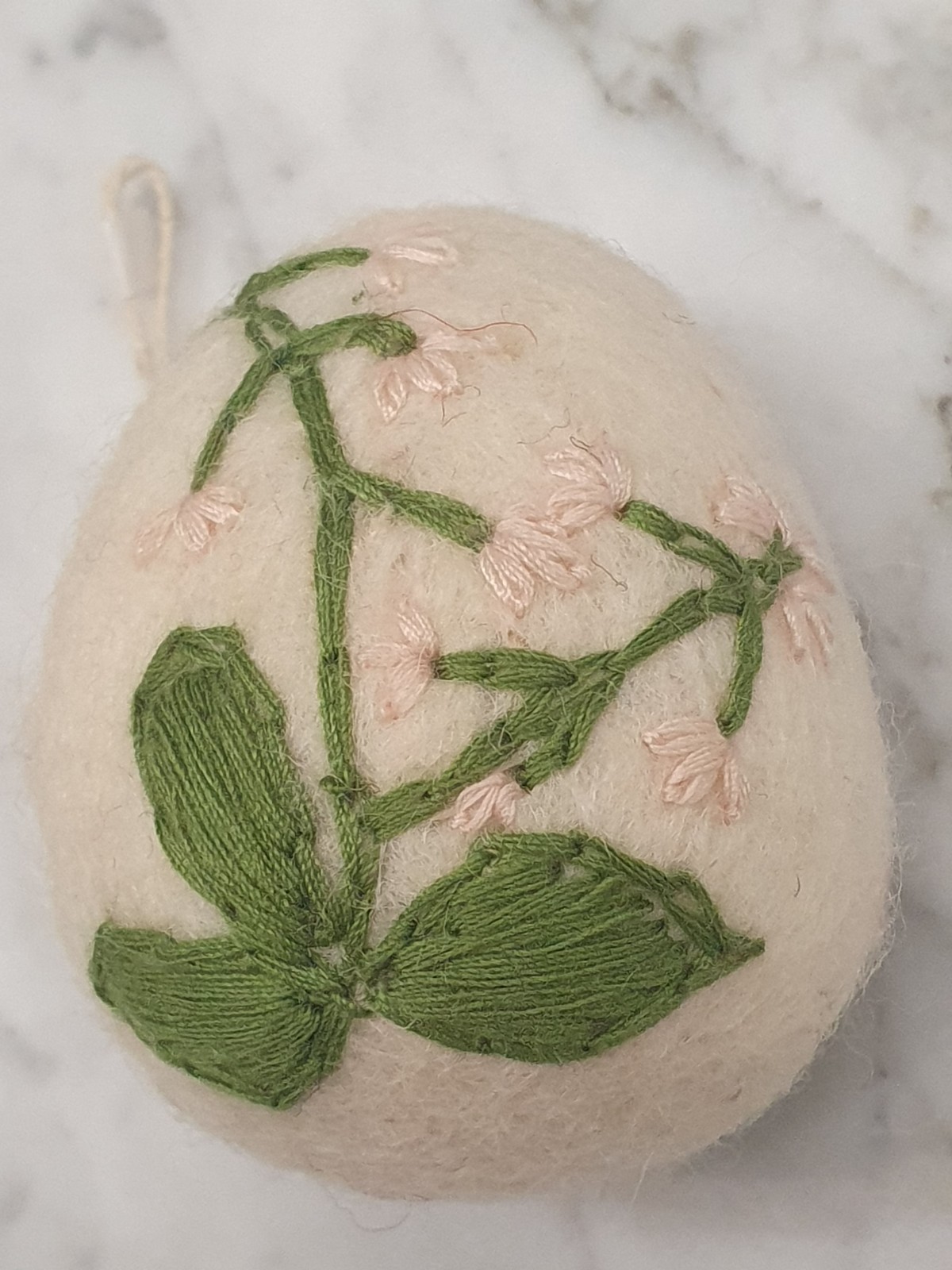6 Cottage Core Farmhouse Chic Boiled Wool Eggs Embroidered Flowers Basket Decor