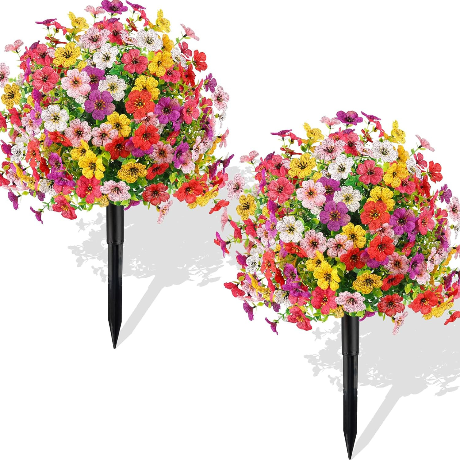 23″ Artificial Flower Topiary Balls – 2 Pack with Ground Spikes for Outdoor Deco