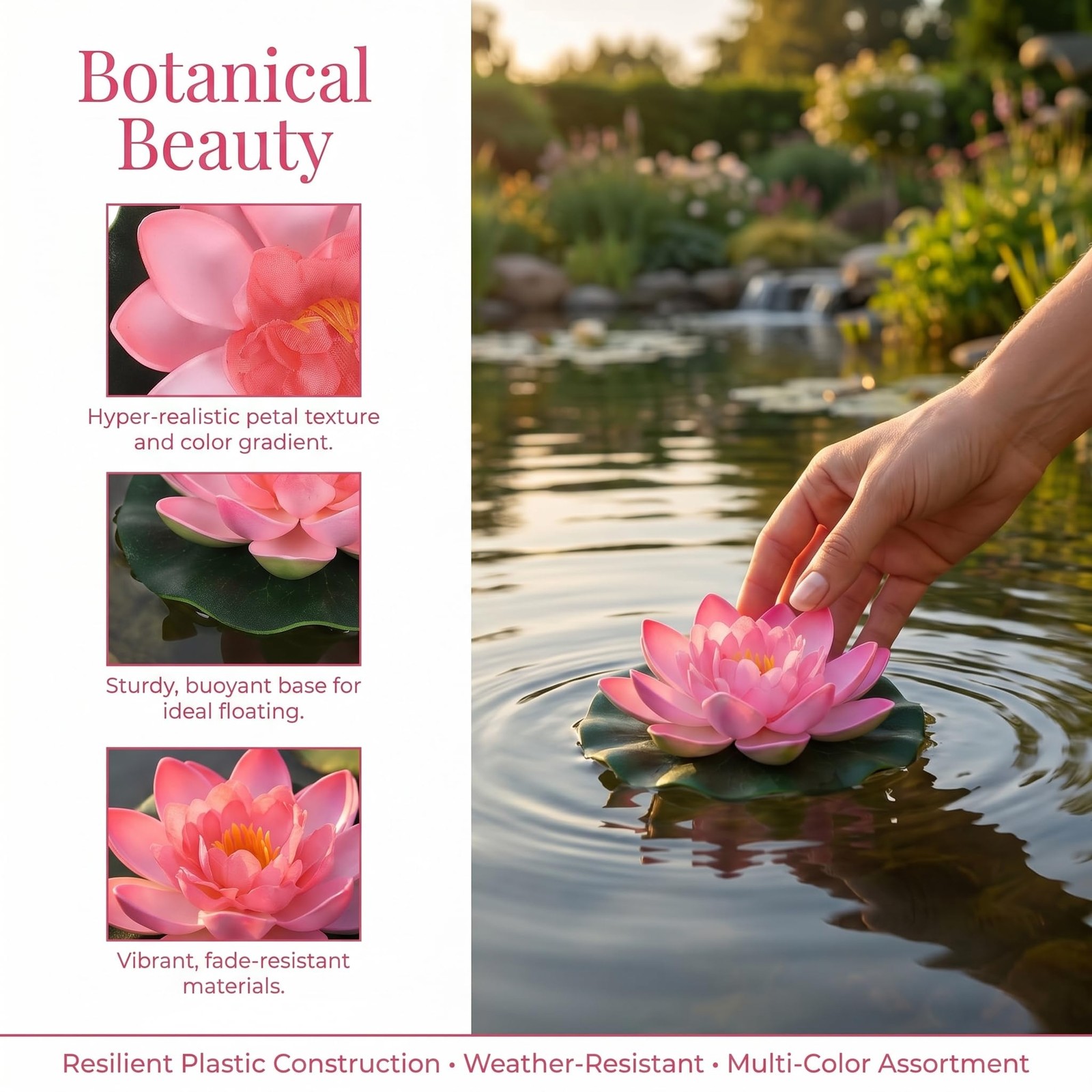 6 Pcs Artificial Floating Water Lily, Simulation Lotus Flowers, Multi Color P…