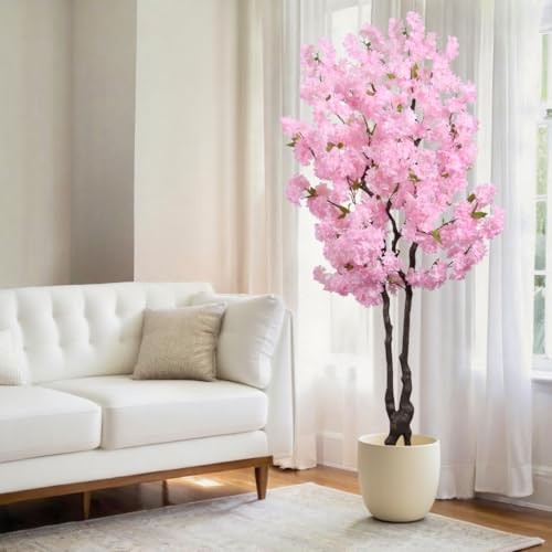 Faux Cherry Blossoms Tree Pink 6FT Artificial Cherry Blossom 5ft 7in Pink-ap26