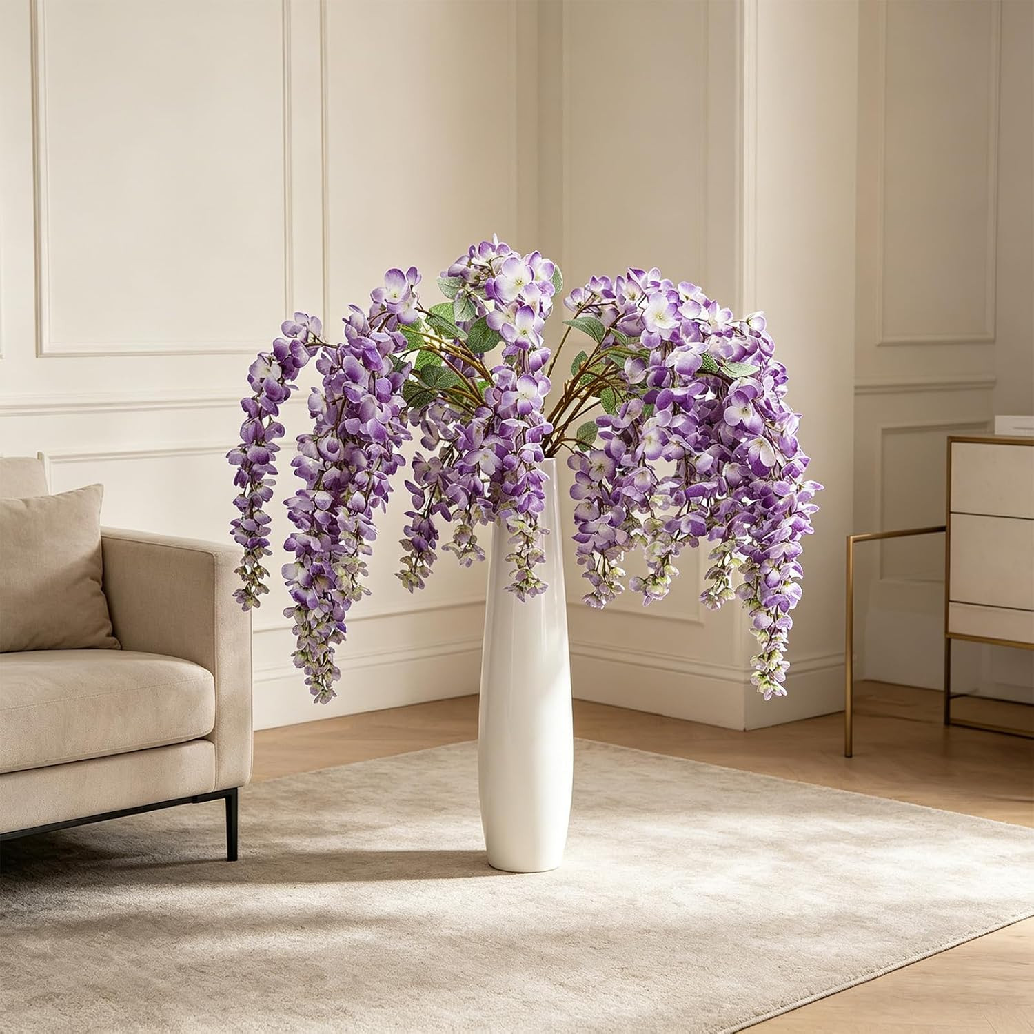 4 Pcs 45.3″ Wisteria Artificial Flowers for Home Wedding Party Decor