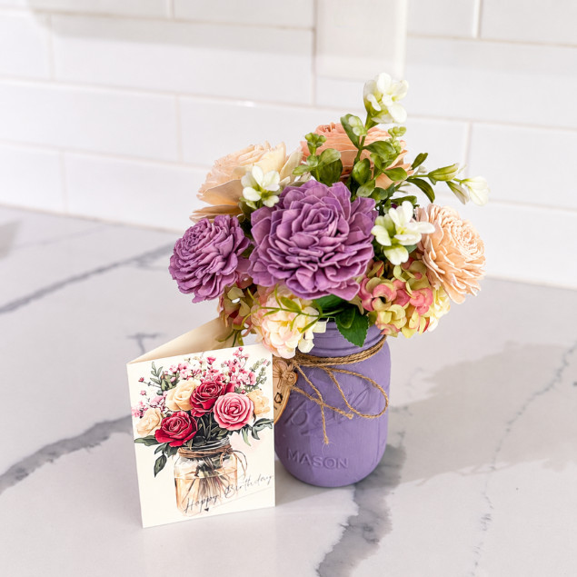 Sola Wood Floral Arrangement 16oz Mason Jar Personalised Custom Home Decor Gift