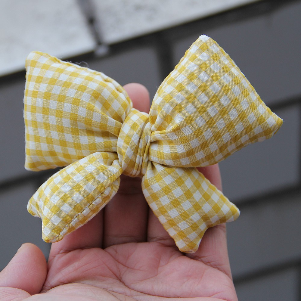 11cm 4.33inch Double Layer Checkered Pattern Butterfly Knot DIY Handmade