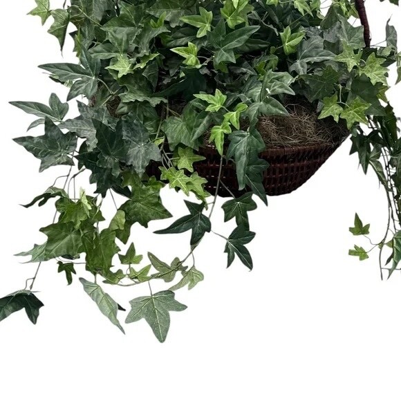 Set Of 2 Gold Leaf Collection Silk Artificial English Ivy Basket