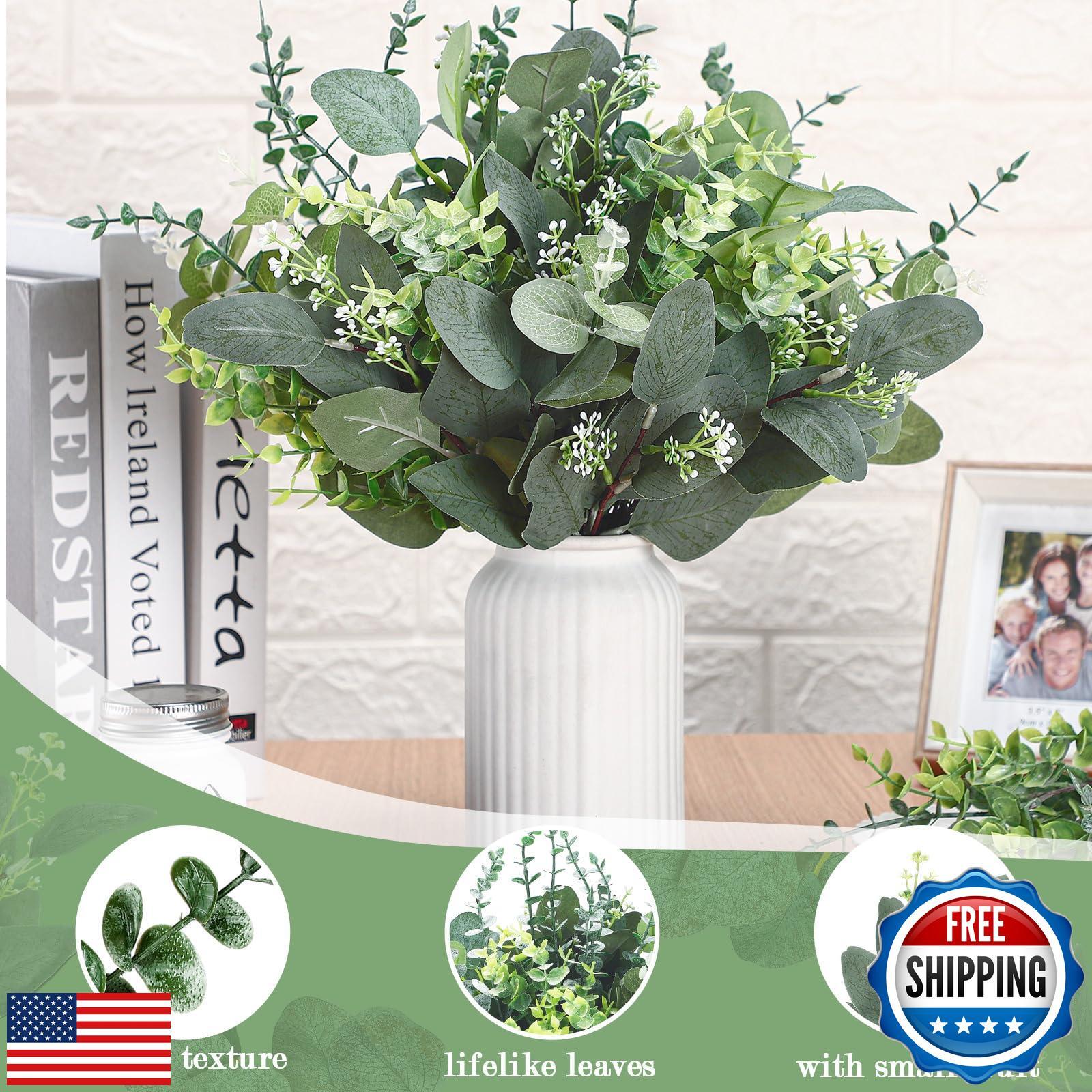 Ceenna 400 Pcs 6 Kinds Mixed Eucalyptus Leaves Stems Bulk Artificial Eucalypt