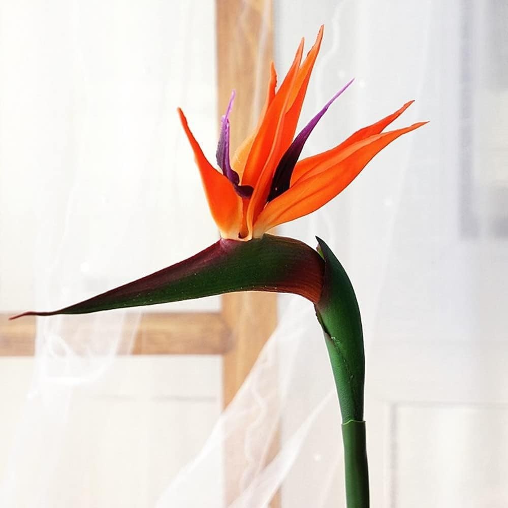 3 PCS 32 Inch Orange Red Large Bird of Paradise Permanent Artificial Flower, …
