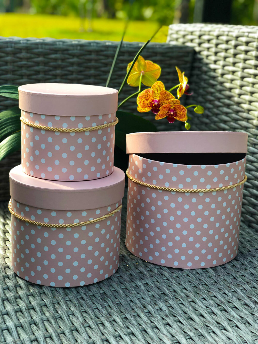 Premium Quality Round Flower Box, Floral Gift Box, Set of 3 pcs, with Lids
