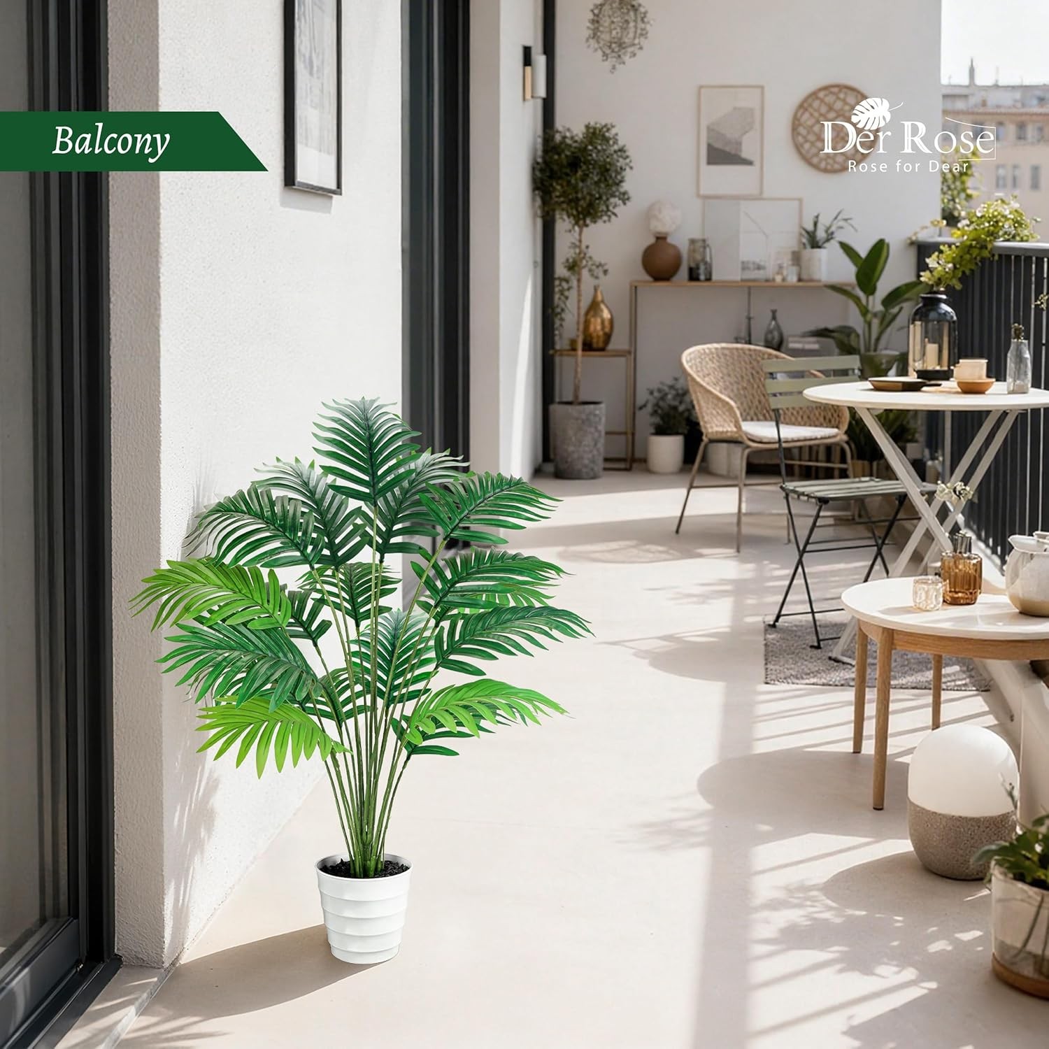 28″ Fake Palm Tree Tall Artificial Plants Areca Faux Trees Indoor in White Pot