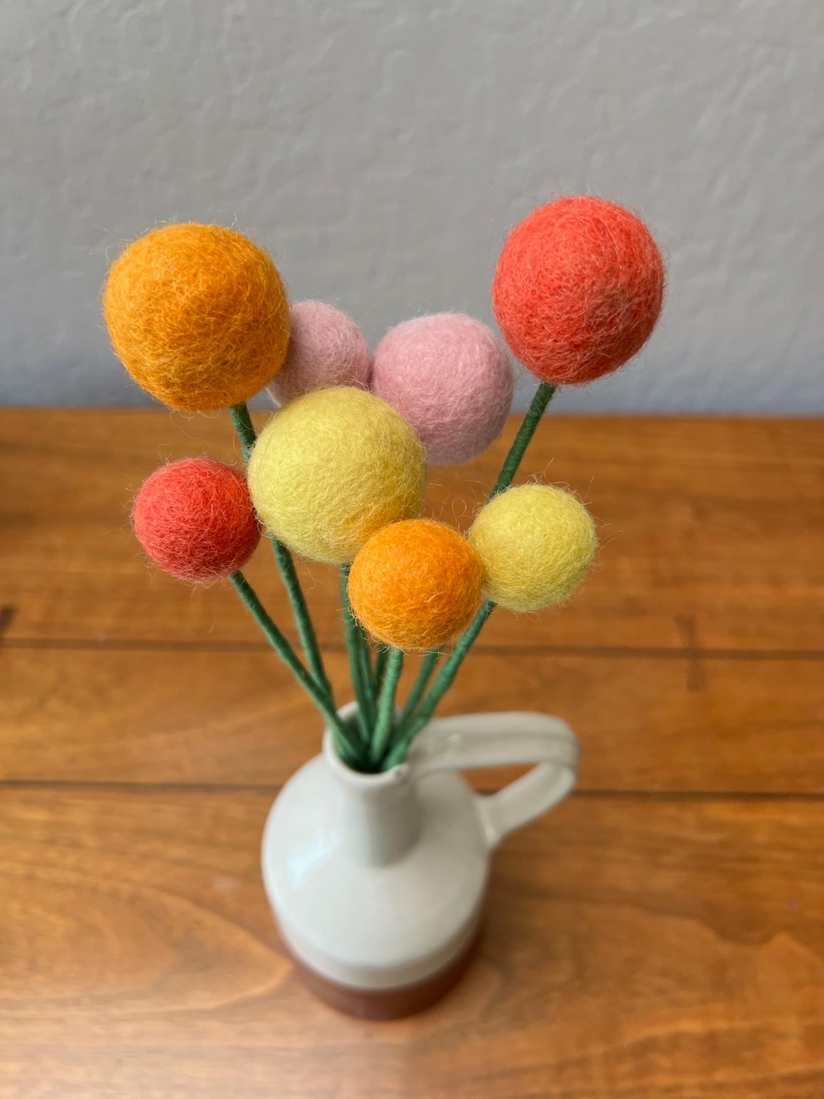 Handmade Felt Flowers for Home Decor – Colorful Bouquets & Fillers (Orange, Yell