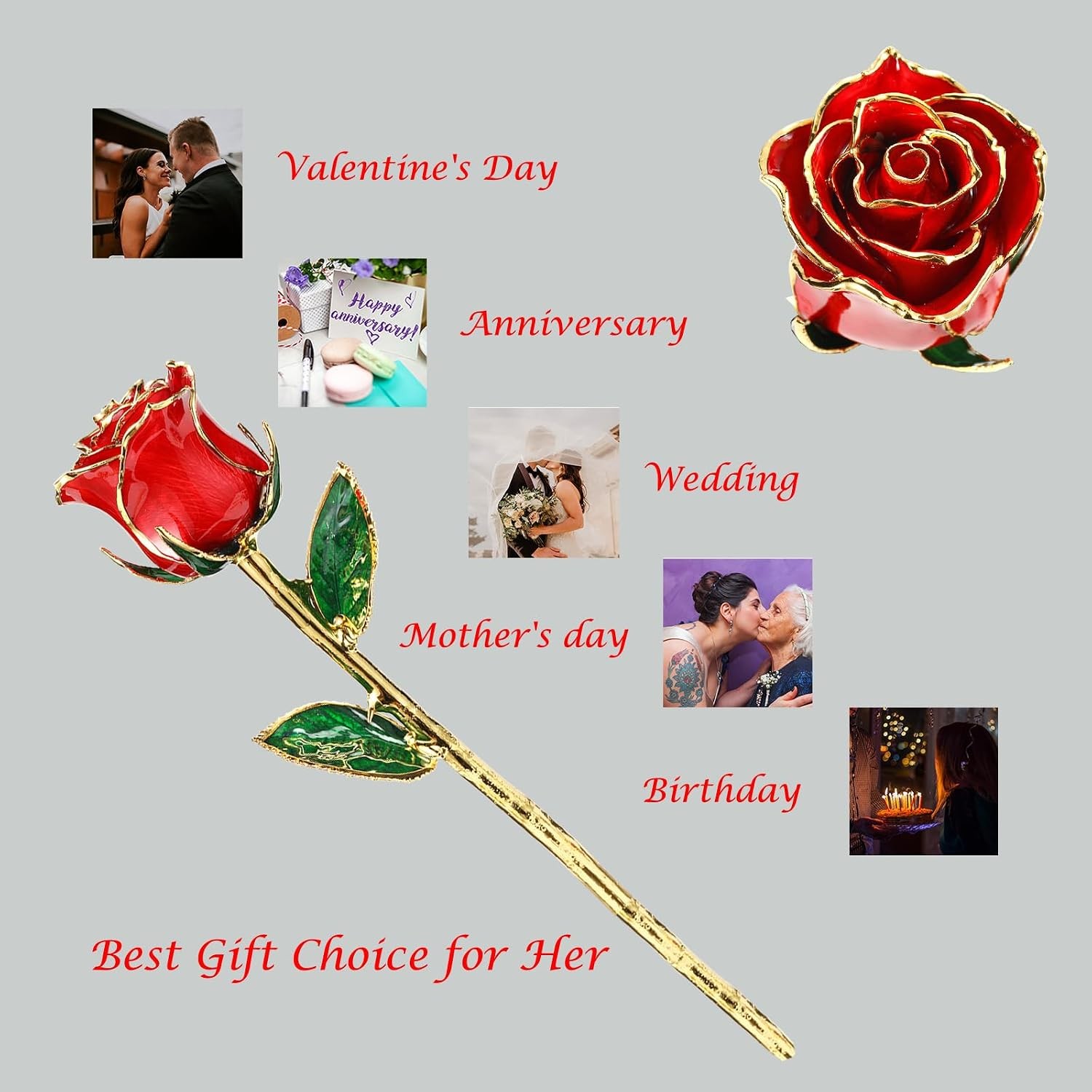 Romantic Rose gift for her,Eternity Gold Rose Flower 24k Gold Dipped Rose and…