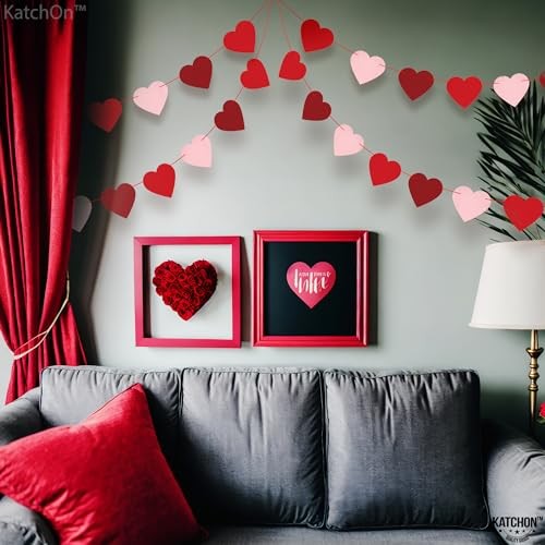 , Felt Heart Garland – Pack of 40, No DIY | Red, Pink Heart Garland for Heart