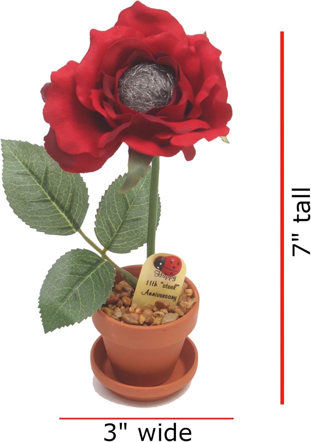 Steel Anniversary Rose – Terra Cotta Pot