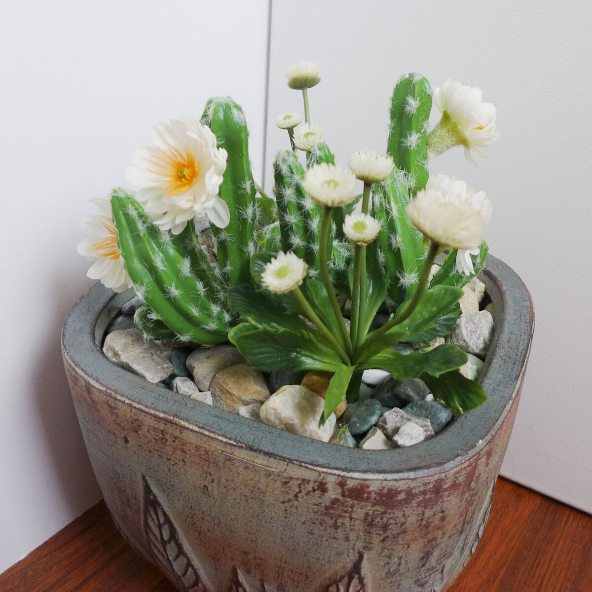 4 Artificial Mini Blooming Grass Plants Succulents Grass(#1 White)