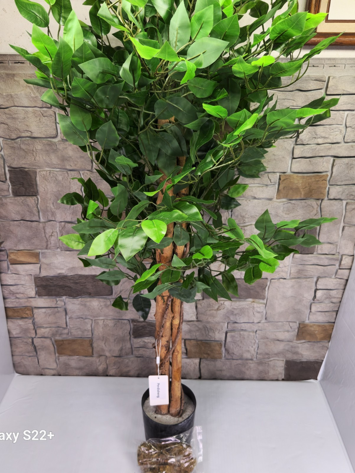 4ft Artificial Ficus Tree Indoor Home Office Decor Natural Wood Silk Leaves Moss