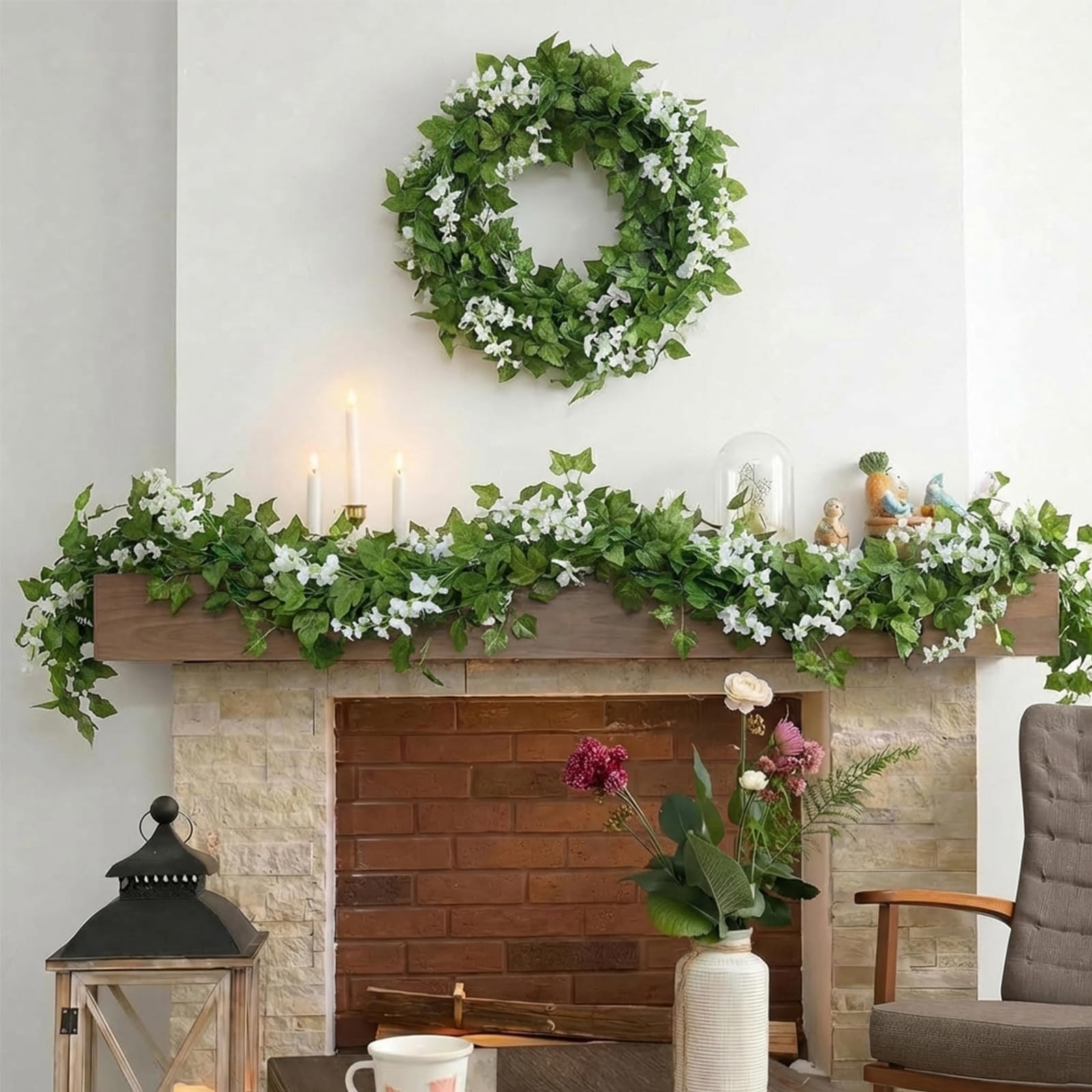 28.8ft Artificial Wisteria Vine Garland (4×7.2ft), Silk Hanging Flowers Decor…