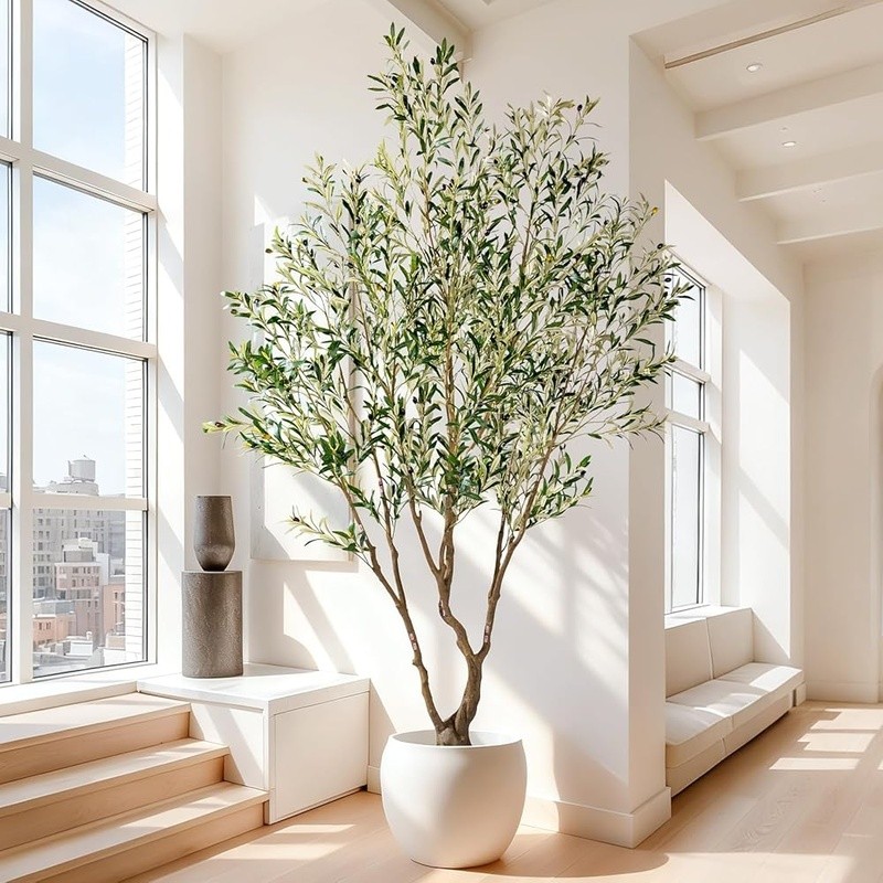 Realistic Faux Olive Tree Indoor W/ Weighted Pot Long Lasting Durable Decoration