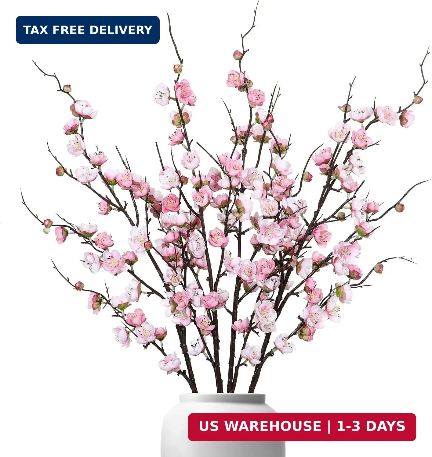Betylifoy 4 Pcs Artificial Cherry Blossom Branches 38″ Long Stems Faux Plum Blos